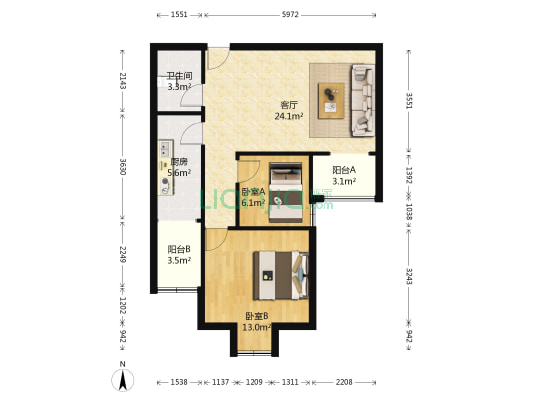 中胜云城 2室1厅1卫 75平方
