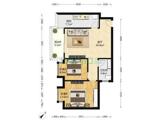 黎明新村二期 2室1厅1卫 73平方