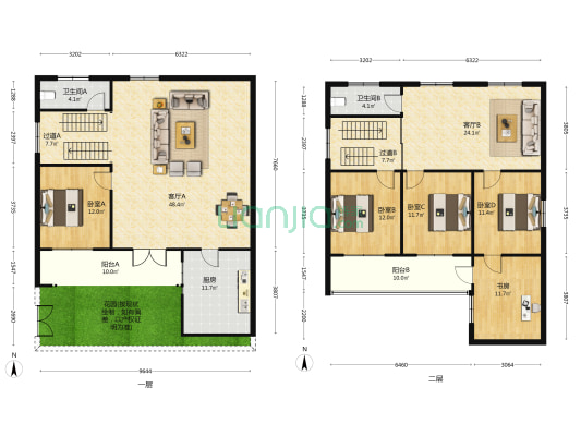 金西三巷 5室2厅2卫 207平方