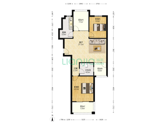 景湖印象 2室1厅1卫 97平方