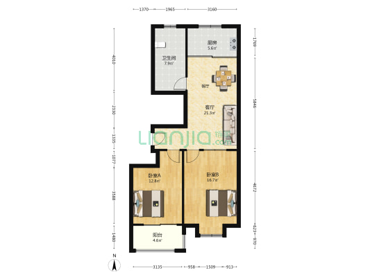 银通社区 2室1厅1卫 94平方