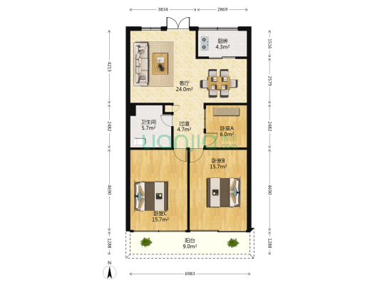 柳黄路149号 3室1厅1卫 150平方
