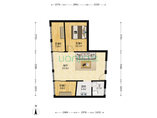 福宁路175号 3室1厅1卫 66平方