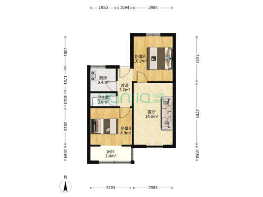 正街社区 2室1厅1卫 58平方