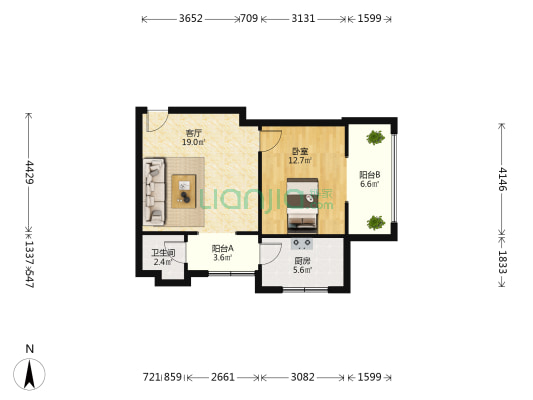 紫薇名居 1室1厅1卫 61平方