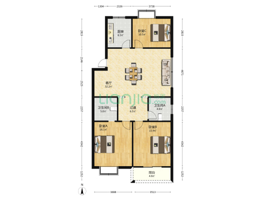 金水公寓 3室1厅2卫 120平方