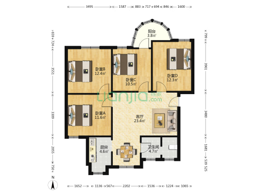 漓江路37号 4室1厅1卫 101平方