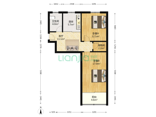 五姓巷小区 2室1厅1卫 67平方