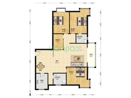 康大联创 3室1厅2卫 170平方
