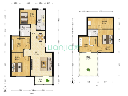 建安名家北区 4室1厅2卫 91平方