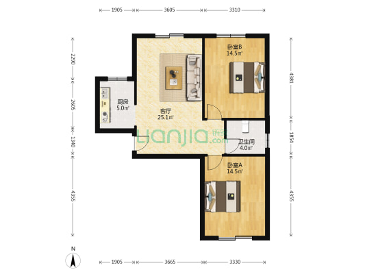 阜阳市南城河安置小区 2室1厅1卫 94平方