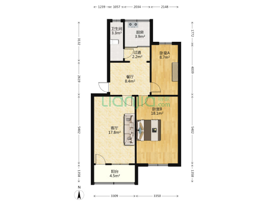 检察院家属院 2室2厅1卫 80平方