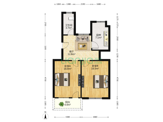 江仪社区 2室1厅1卫 77平方