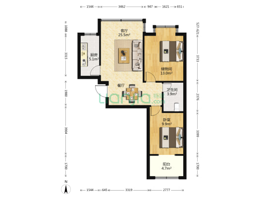 康桥新苑 1室1厅1卫 76平方