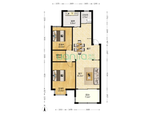 花好悦园 2室1厅1卫 94平方