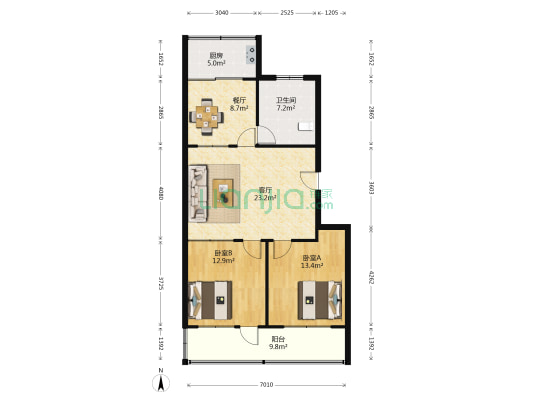 樱前街13714号 2室2厅1卫 88平方