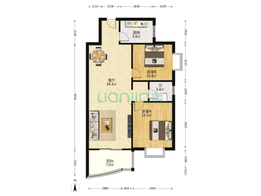 联大凯旋居 2室1厅1卫 101平方