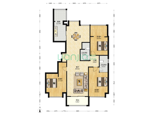 城中花园（吴江） 3室1厅2卫 157平方