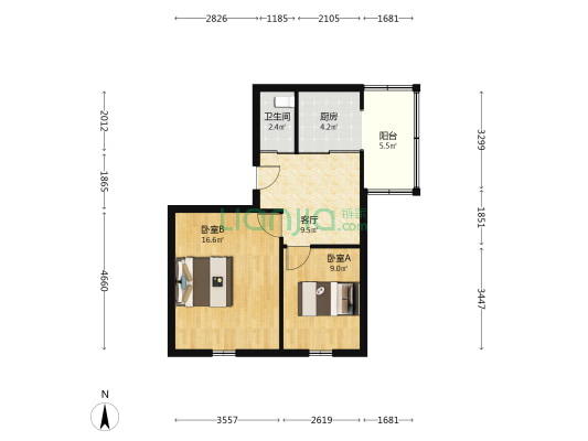 电子大楼 2室1厅1卫 54平方