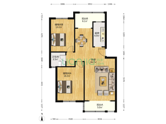 卿峰丽景A区 1室0厅1卫 99平方