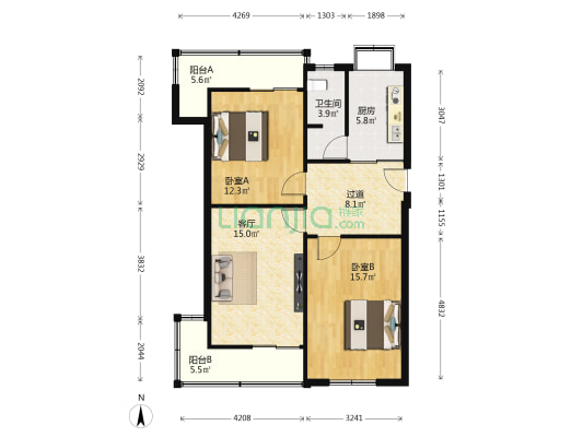 16街坊 2室1厅1卫 91平方