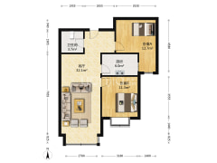 涿州一线品质楼盘 香邑溪谷经典户型 南向两居室-涿州香邑溪谷户型图