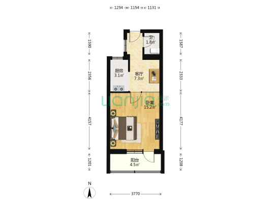 阳照胡同 1室1厅1卫 42平方