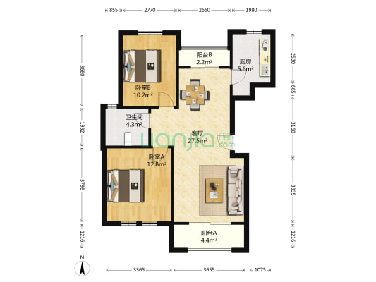 威尼斯水城第九街区 2室1厅1卫 92平方