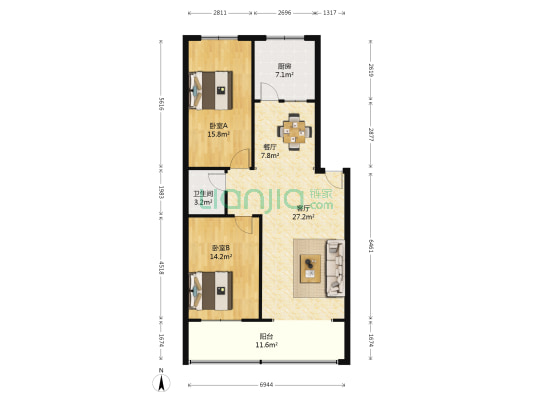 温泉小区 2室2厅1卫 101平方