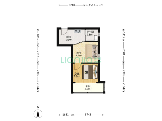 龙江路130弄 1室1厅1卫 34平方