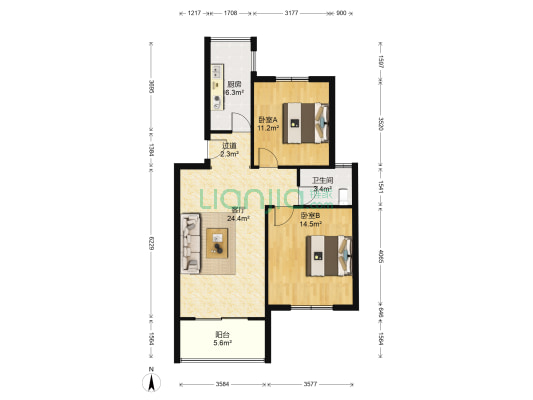 四季阳光城 2室1厅1卫 83平方