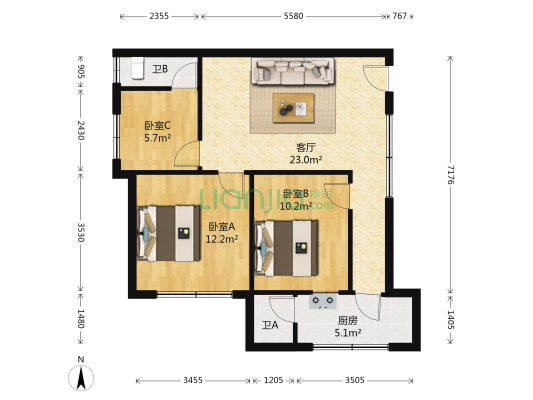 南坛路一段144号 3室1厅2卫 60平方