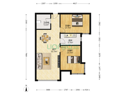 金龙园 2室1厅1卫 102平方