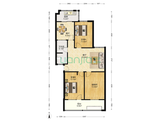 国土资源厅家属院(政六街) 2室2厅1卫 101平方
