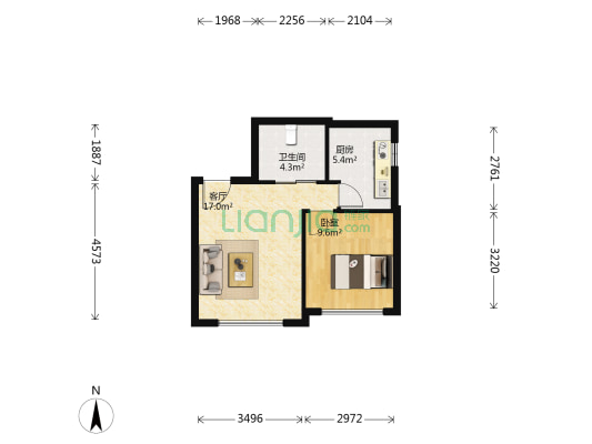 倚山花园 1室1厅1卫 51平方