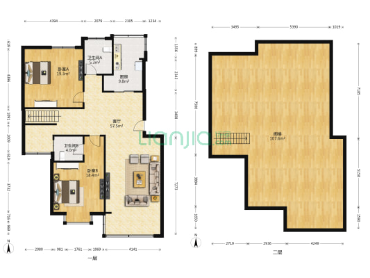 维也纳购物广场 2室1厅2卫 230平方