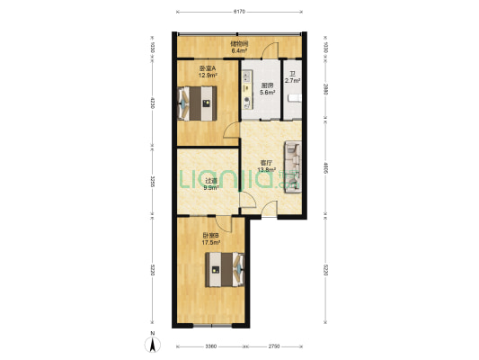 红五楼 2室1厅1卫 93平方