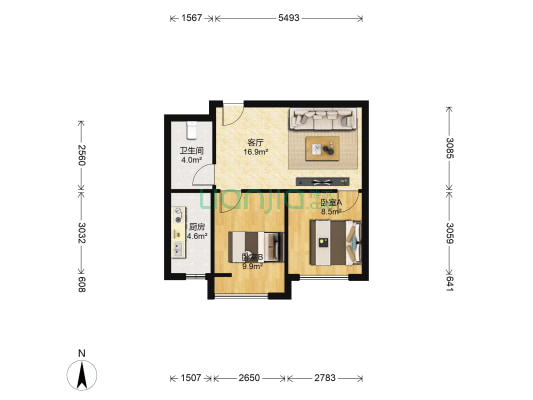 佰世品德 2室1厅1卫 59平方