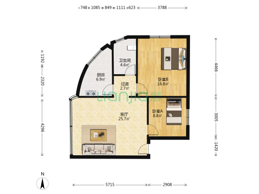 昌顺楼 2室1厅1卫 78平方
