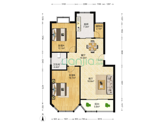 师大新村 2室2厅1卫 104平方