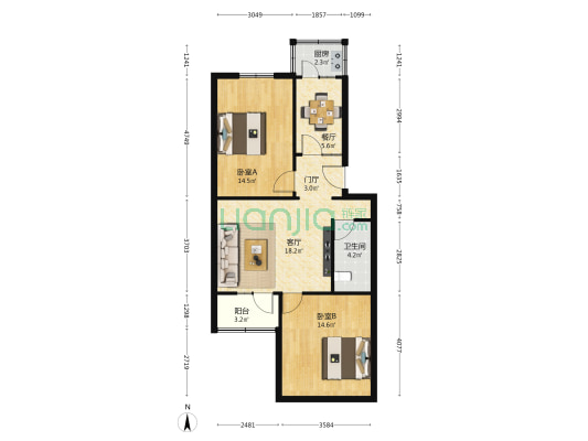 火炬路社区 2室2厅1卫 79平方