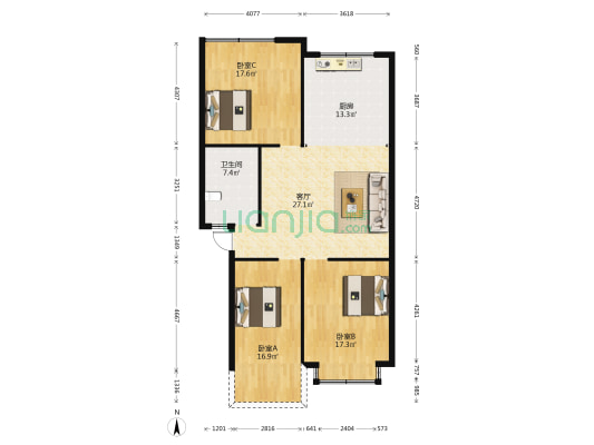 锦泰苑 3室1厅1卫 200平方