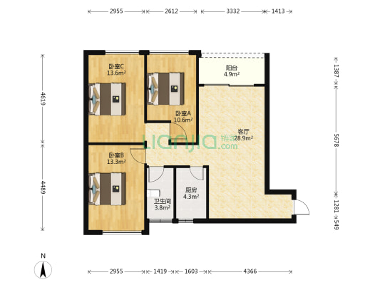 泰达红树湾 3室1厅1卫 95平方
