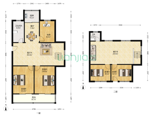 人民中路(海安) 5室3厅2卫 171平方