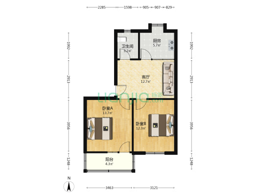 枞阳小区 2室1厅1卫 66平方