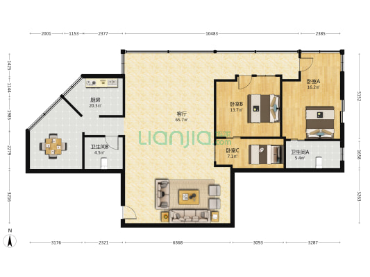 滨江苑大厦 3室1厅2卫 177平方