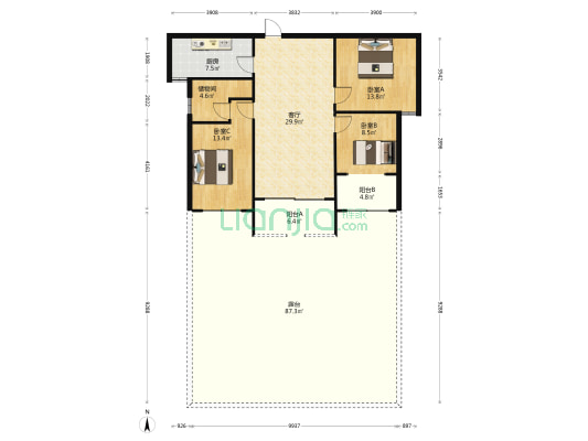 霞溪嘉园 3室1厅0卫 118平方