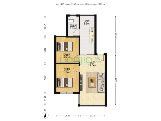 水电九局住宿区 2室1厅1卫 62平方