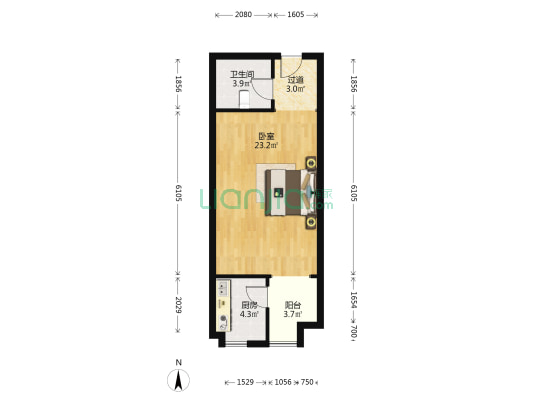伟业国际 1室0厅1卫 50平方