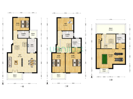 军山花园 5室1厅4卫 175平方